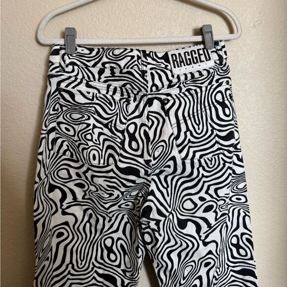 The Ragged Priest Mono Marble Dad Jean Size 30 Black White‎ Denim Messenger - Picture 7 of 9